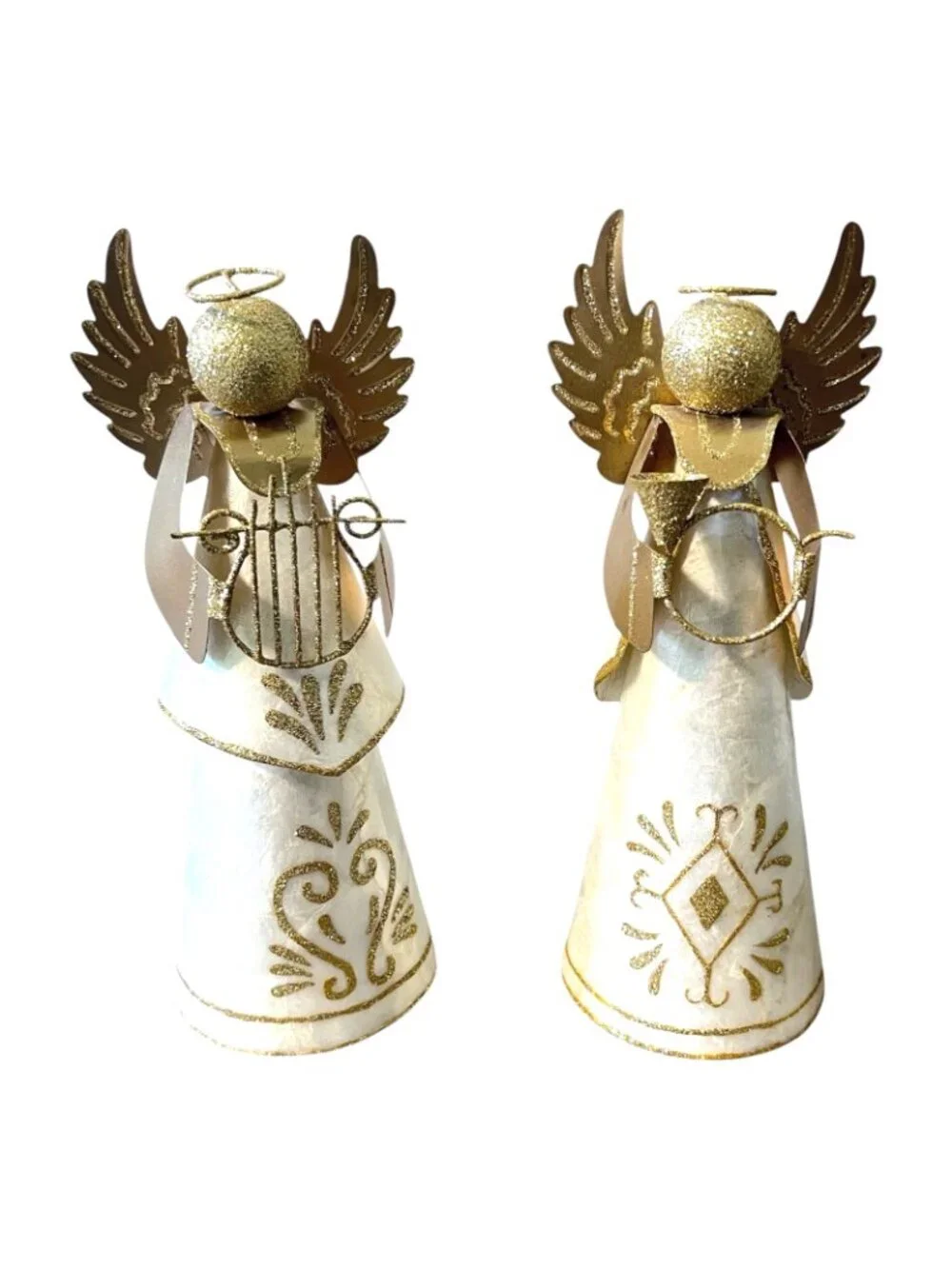 Pier 1 Angel Figurines Set of 2 Gold White Christmas Decor Philippines